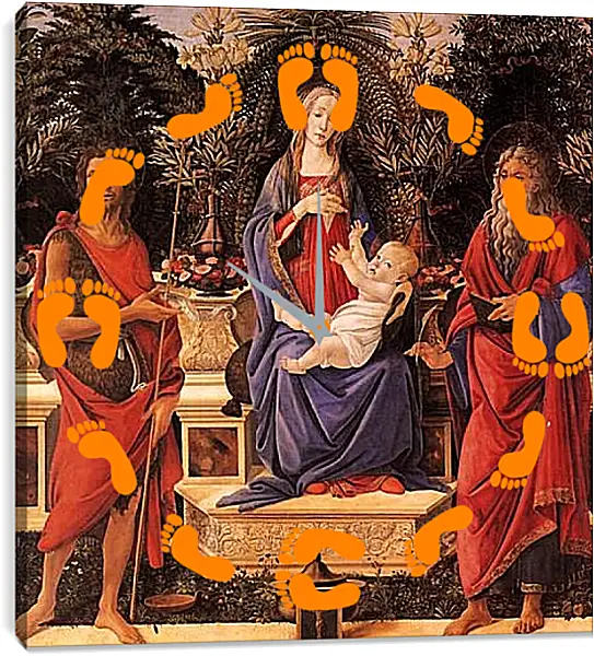 Часы картина - Madonna with child between the both Johannes. Сандро Боттичелли Часы картина - Madonna with child between the both Johannes. Сандро Боттичелли