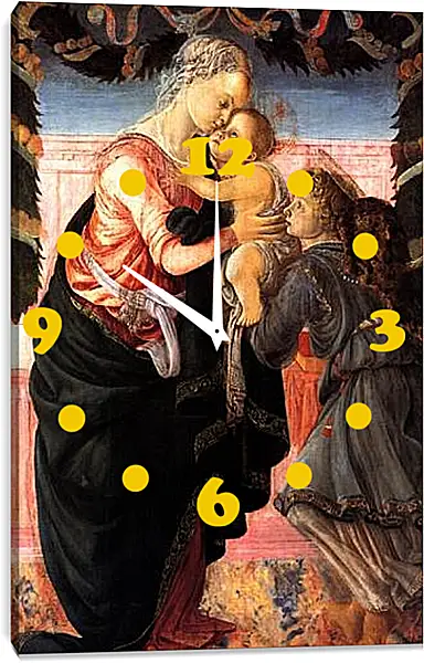 Часы картина - Madonna with child and an angel. Сандро Боттичелли Часы картина - Madonna with child and an angel. Сандро Боттичелли