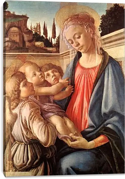Постер на подрамнике - Madonna and two angels. Сандро Боттичелли Постер на подрамнике - Madonna and two angels. Сандро Боттичелли
