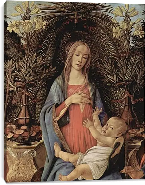 Постер на подрамнике - Bardi altar, throne end of Madonna, Johannes of the Taeufer and Johannes of the EH gelist, detail Maria and Christuskind. Сандро Боттичелли Постер на подрамнике - Bardi altar, throne end of Madonna, Johannes of the Taeufer and Johannes of the EH gelist, detail Maria and Christuskind. Сандро Боттичелли