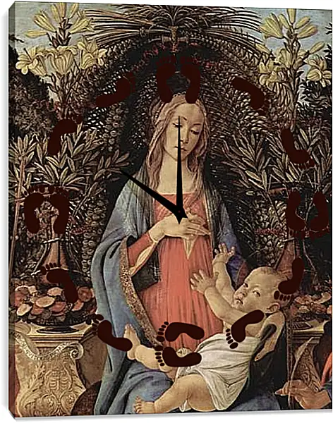 Часы картина - Bardi altar, throne end of Madonna, Johannes of the Taeufer and Johannes of the EH gelist, detail Maria and Christuskind. Сандро Боттичелли Часы картина - Bardi altar, throne end of Madonna, Johannes of the Taeufer and Johannes of the EH gelist, detail Maria and Christuskind. Сандро Боттичелли