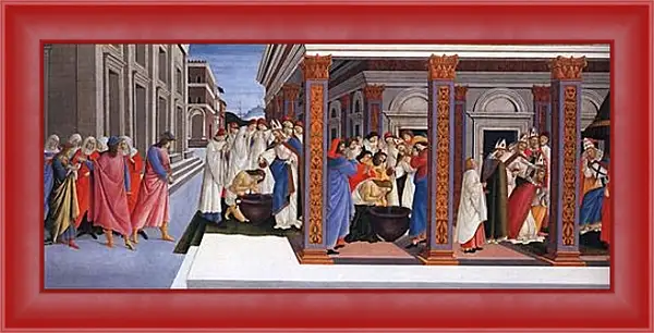 Картина в раме - Baptism of St. Zenobius and His Appointment as a Bishop. Сандро Боттичелли Картина в раме - Baptism of St. Zenobius and His Appointment as a Bishop. Сандро Боттичелли