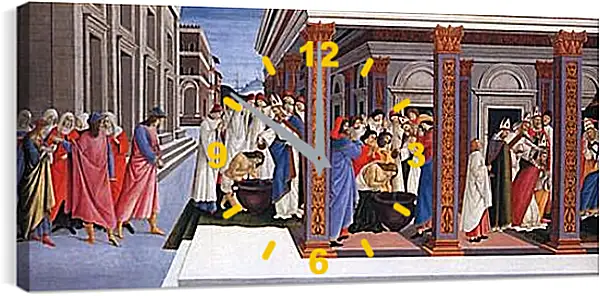 Часы картина - Baptism of St. Zenobius and His Appointment as a Bishop. Сандро Боттичелли Часы картина - Baptism of St. Zenobius and His Appointment as a Bishop. Сандро Боттичелли