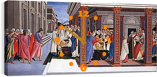 Часы картина - Baptism of St. Zenobius and His Appointment as a Bishop. Сандро Боттичелли Часы картина - Baptism of St. Zenobius and His Appointment as a Bishop. Сандро Боттичелли