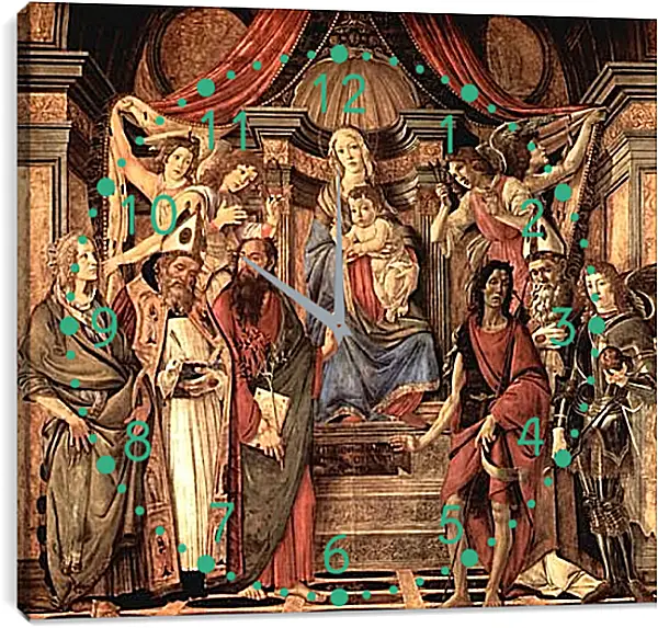 Часы картина - Altar table, main board Throne end of Madonna. Сандро Боттичелли Часы картина - Altar table, main board Throne end of Madonna. Сандро Боттичелли