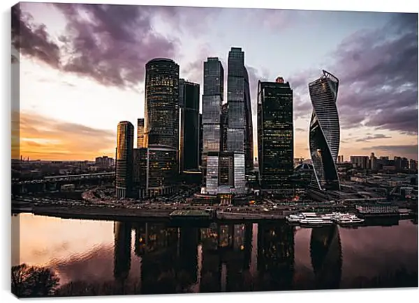 Постер на подрамнике - Москва Сити вид с набережной Постер на подрамнике - Москва Сити вид с набережной