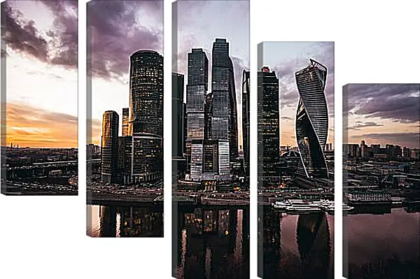 Модульная картина - Москва Сити вид с набережной Модульная картина - Москва Сити вид с набережной