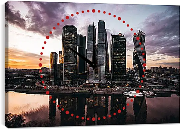 Часы картина - Москва Сити вид с набережной Часы картина - Москва Сити вид с набережной
