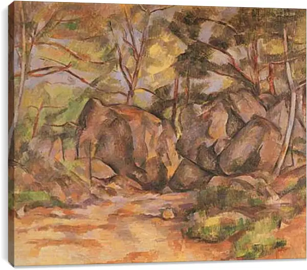 Постер на подрамнике - Paysage forestier aux rochers (vers). Поль Сезанн Постер на подрамнике - Paysage forestier aux rochers (vers). Поль Сезанн