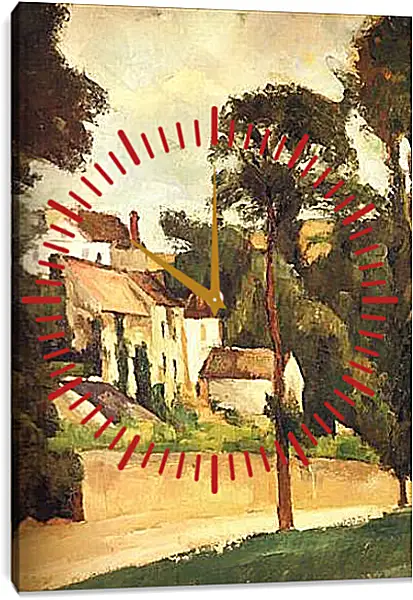 Часы картина - La Route a Pontoise, le Clos des Mathurins Detail. Поль Сезанн Часы картина - La Route a Pontoise, le Clos des Mathurins Detail. Поль Сезанн