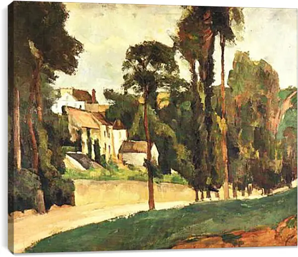 Постер на подрамнике - La Route a Pontoise, le Clos des Mathurins. Поль Сезанн Постер на подрамнике - La Route a Pontoise, le Clos des Mathurins. Поль Сезанн