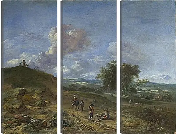 Модульная картина - A Landscape with a High Dune and Peasants on a Road. Ян Вейнантс Модульная картина - A Landscape with a High Dune and Peasants on a Road. Ян Вейнантс