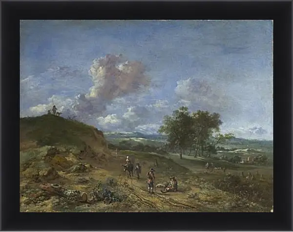 Картина в раме - A Landscape with a High Dune and Peasants on a Road. Ян Вейнантс Картина в раме - A Landscape with a High Dune and Peasants on a Road. Ян Вейнантс