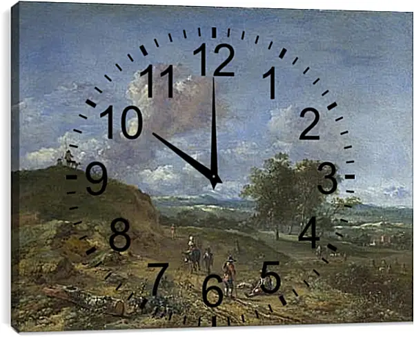 Часы картина - A Landscape with a High Dune and Peasants on a Road. Ян Вейнантс Часы картина - A Landscape with a High Dune and Peasants on a Road. Ян Вейнантс