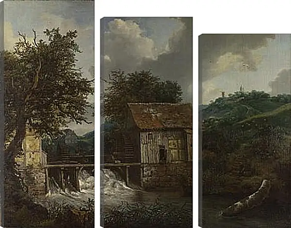 Модульная картина - Two Watermills and an Open Sluice at Singraven. Якоб ван Рейсдал Модульная картина - Two Watermills and an Open Sluice at Singraven. Якоб ван Рейсдал