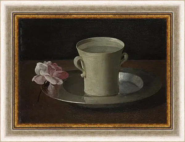 Картина в раме - A Cup of Water and a Rose. Чашка воды и роза. Франсиско де Сурбаран Картина в раме - A Cup of Water and a Rose. Чашка воды и роза. Франсиско де Сурбаран
