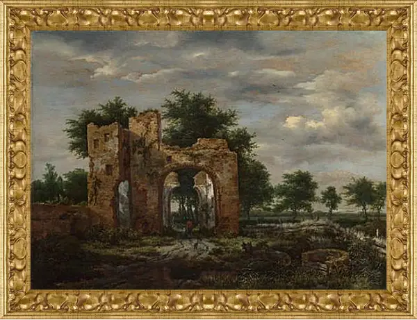 Картина в раме - A Ruined Castle Gateway. Якоб ван Рейсдал Картина в раме - A Ruined Castle Gateway. Якоб ван Рейсдал