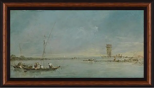 Картина в раме - View of the Venetian Lagoon with the Tower of Malghera. Франческо Гварди Картина в раме - View of the Venetian Lagoon with the Tower of Malghera. Франческо Гварди