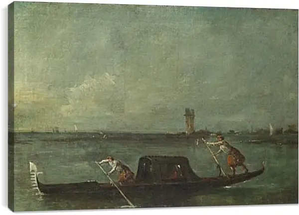 Постер на подрамнике - A Gondola on the Lagoon near Mestre. Франческо Гварди Постер на подрамнике - A Gondola on the Lagoon near Mestre. Франческо Гварди