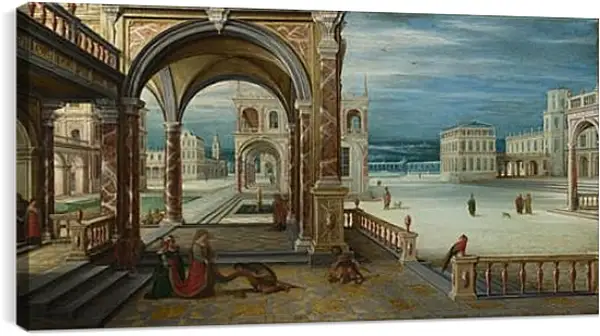 Постер на подрамнике - The Courtyard of a Renaissance Palace. Стенвейк Хармен Ван Постер на подрамнике - The Courtyard of a Renaissance Palace. Стенвейк Хармен Ван