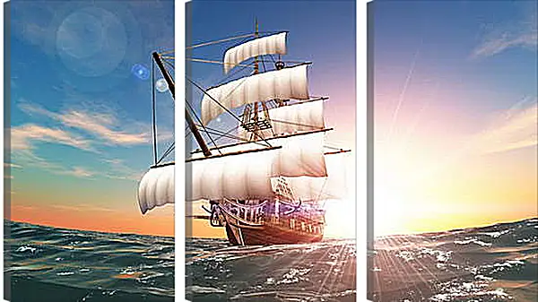 Модульная картина - Парусник в море Модульная картина - Парусник в море