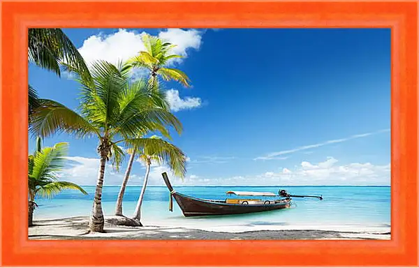 Картина в раме - Лодка в море Картина в раме - Лодка в море