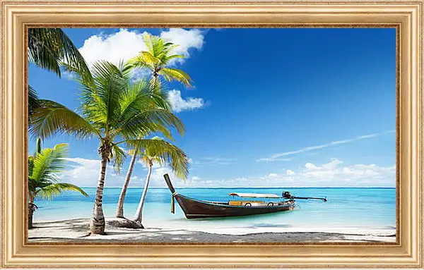 Картина в раме - Лодка в море Картина в раме - Лодка в море