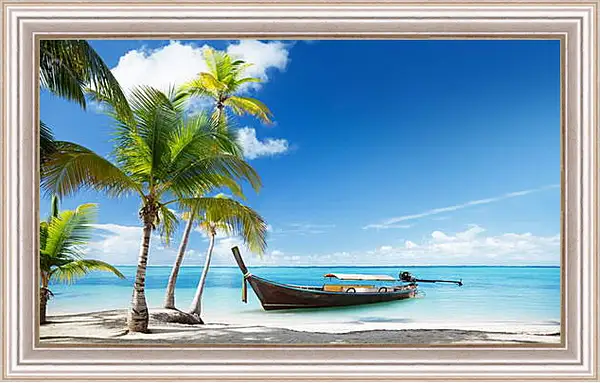 Картина в раме - Лодка в море Картина в раме - Лодка в море