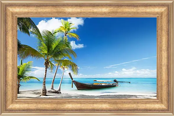 Картина в раме - Лодка в море Картина в раме - Лодка в море