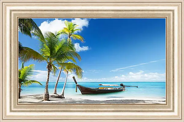 Картина в раме - Лодка в море Картина в раме - Лодка в море