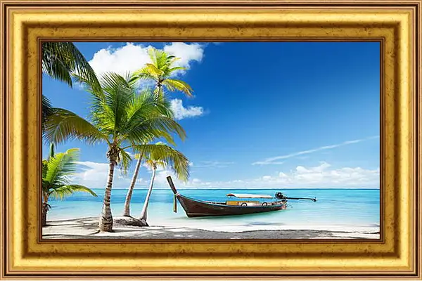 Картина в раме - Лодка в море Картина в раме - Лодка в море