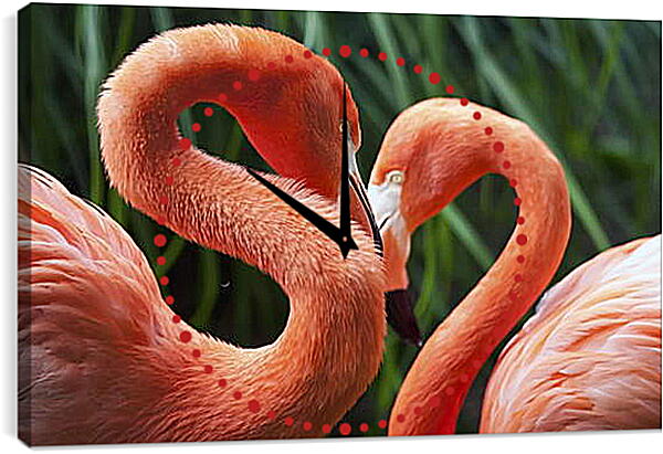 Часы картина - Два фламинго