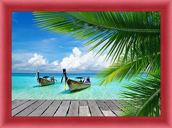 Картина в раме - Две лодки в море Картина в раме - Две лодки в море