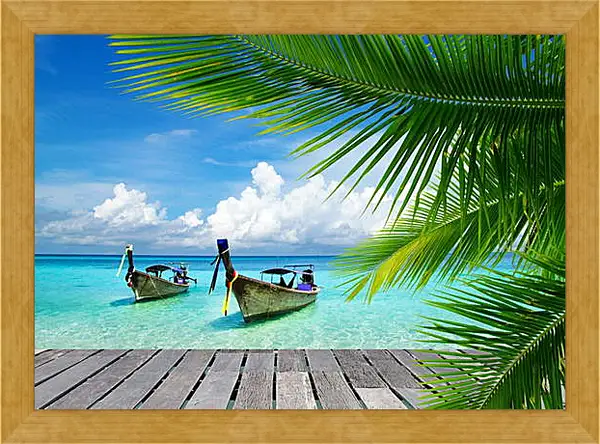 Картина в раме - Две лодки в море Картина в раме - Две лодки в море