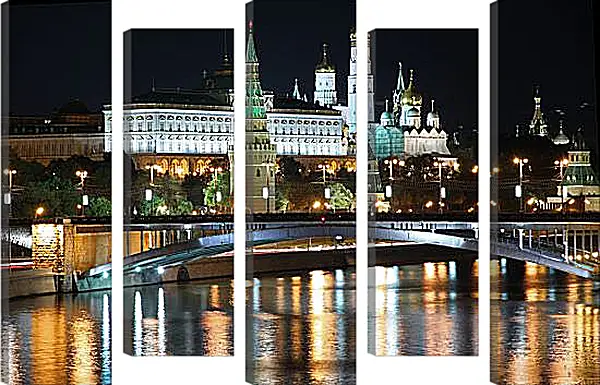 Модульная картина - Вид на Московский Кремль ночью Модульная картина - Вид на Московский Кремль ночью