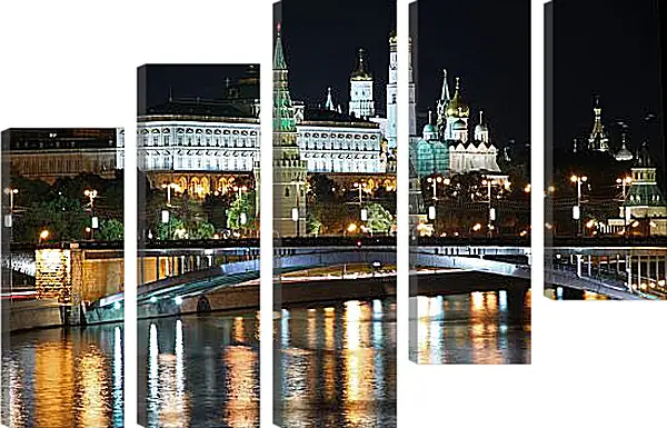 Модульная картина - Вид на Московский Кремль ночью Модульная картина - Вид на Московский Кремль ночью