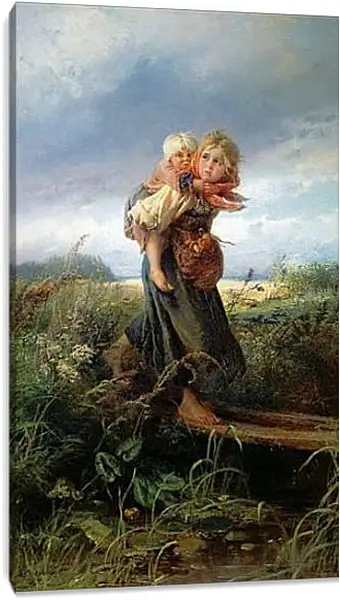 Постер на подрамнике - Дети, бегущие от грозы. Маковский Константин Постер на подрамнике - Дети, бегущие от грозы. Маковский Константин