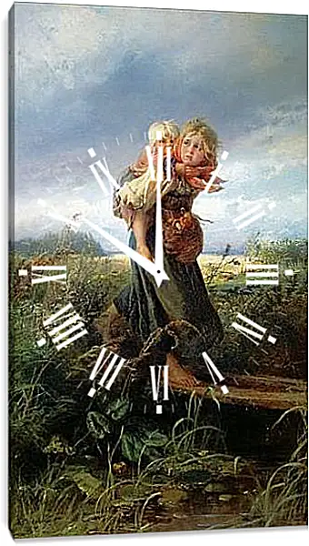 Часы картина - Дети, бегущие от грозы. Маковский Константин Часы картина - Дети, бегущие от грозы. Маковский Константин