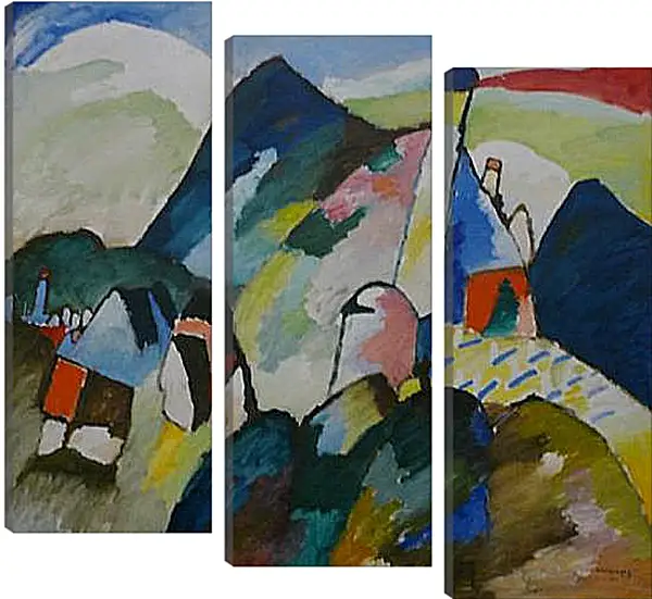 Модульная картина - Schilderij Blick auf Murnau mit Kirche. Кандинский Василий Модульная картина - Schilderij Blick auf Murnau mit Kirche. Кандинский Василий