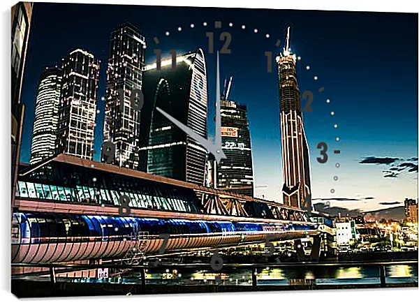 Часы картина - Переход к Москва-сити Часы картина - Переход к Москва-сити