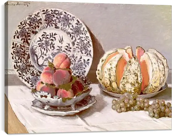 Постер на подрамнике - Still Life with a Melon (1872). Клод Моне Постер на подрамнике - Still Life with a Melon (1872). Клод Моне
