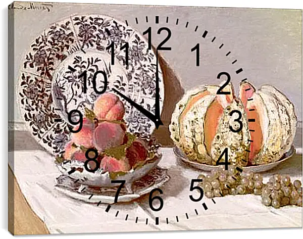 Часы картина - Still Life with a Melon (1872). Клод Моне Часы картина - Still Life with a Melon (1872). Клод Моне
