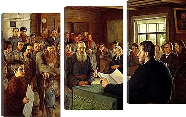 Модульная картина - Воскресное чтение в сельской школе. Богданов Николай Модульная картина - Воскресное чтение в сельской школе. Богданов Николай