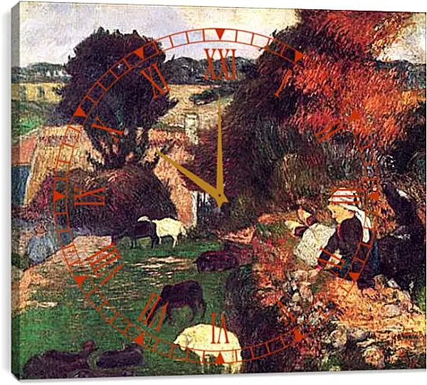 Часы картина - La bergere bretonne. Поль Гоген Часы картина - La bergere bretonne. Поль Гоген
