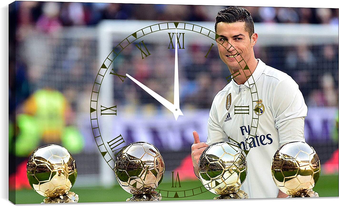 Часы картина - Криштиану Роналду и золотые мячи