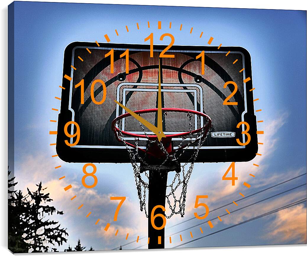 Часы картина - Баскетбольный щит с кольцом