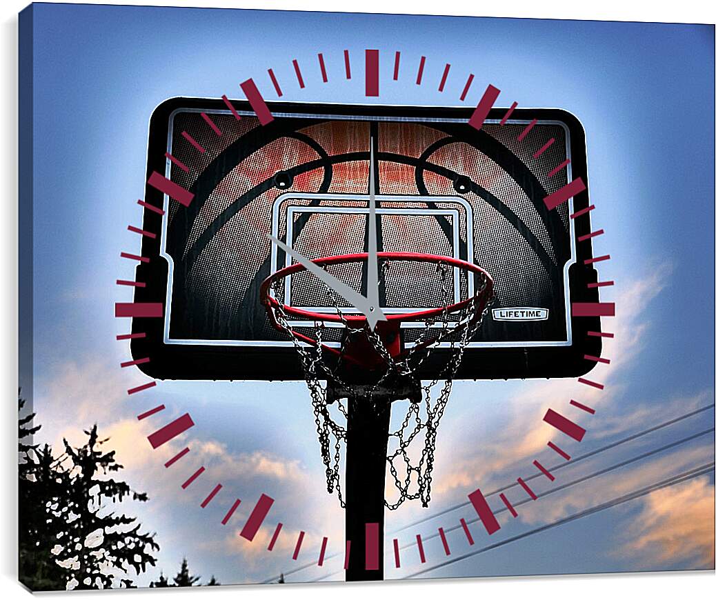 Часы картина - Баскетбольный щит с кольцом