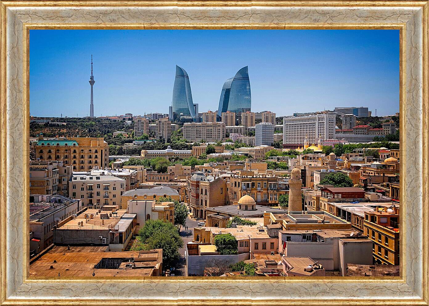 Картина в раме - Баку. Высотки.