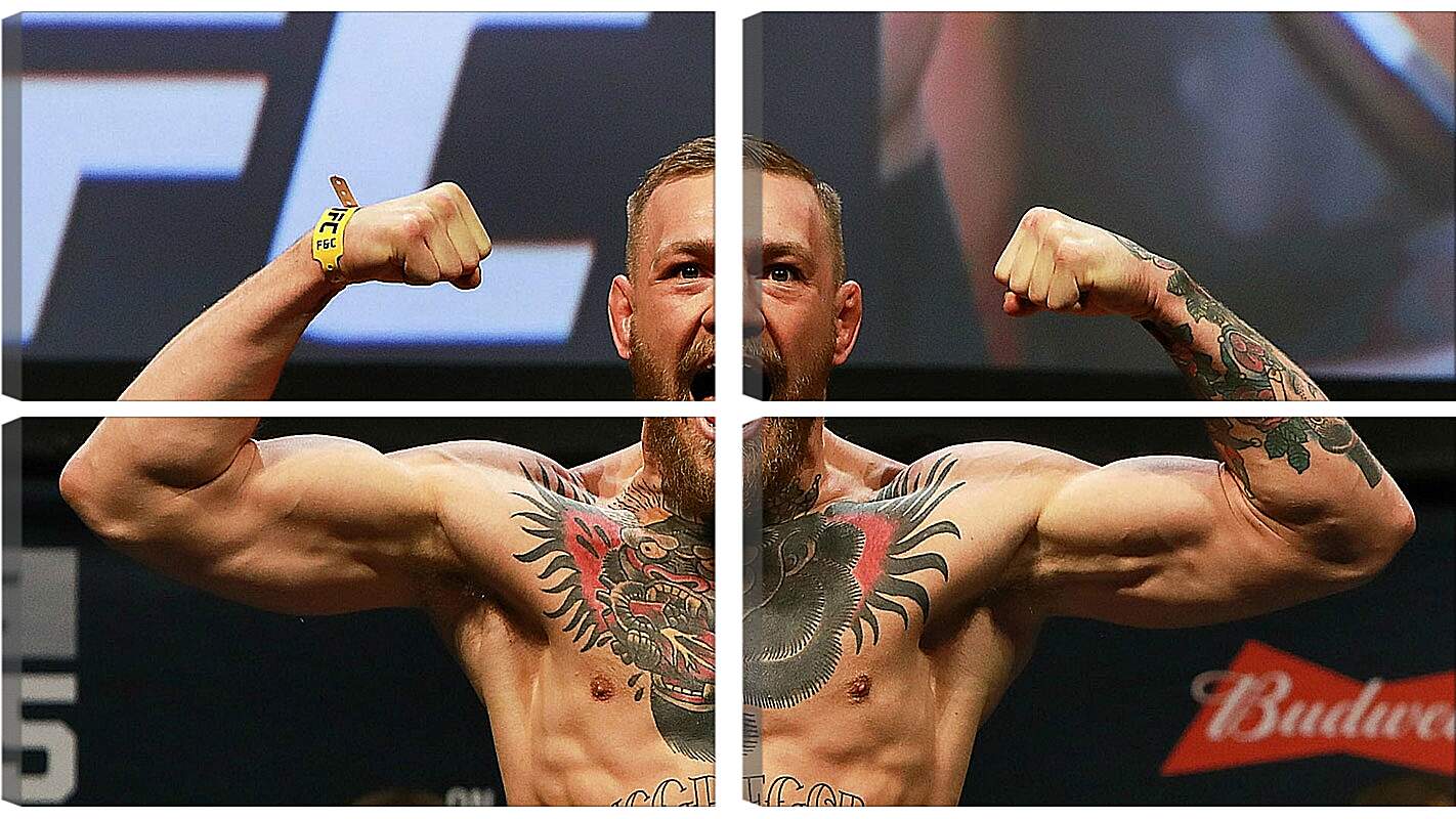 Модульная картина - UFC. MMA. Конор МакГрегор демонстрирует мышцы.