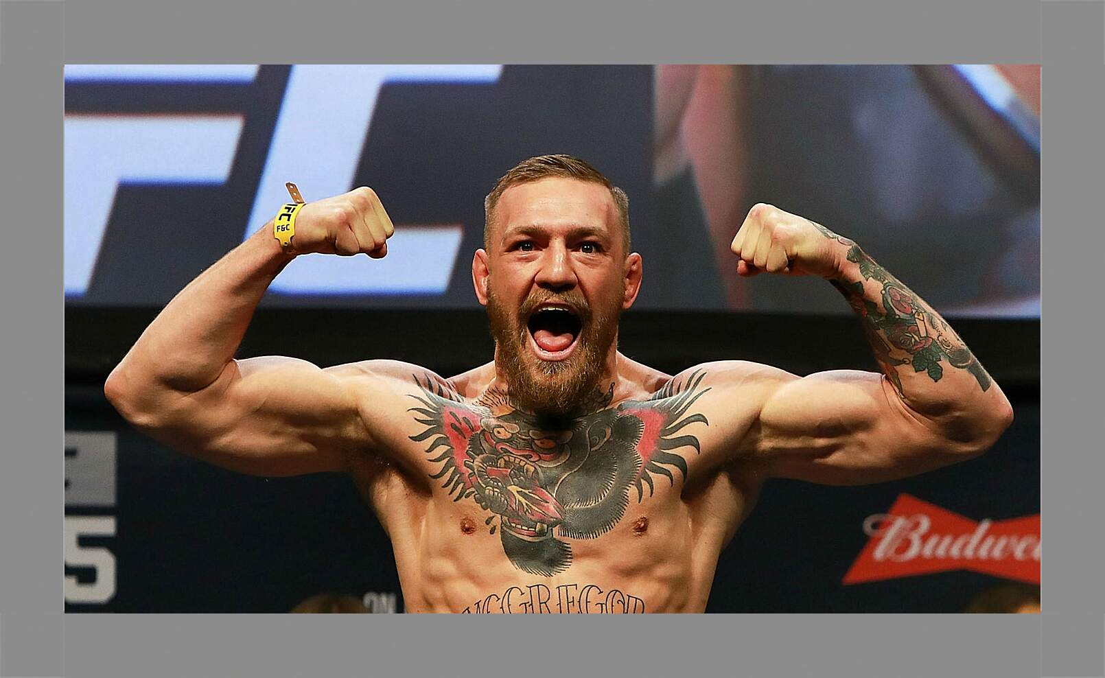 Картина в раме - UFC. MMA. Конор МакГрегор демонстрирует мышцы.